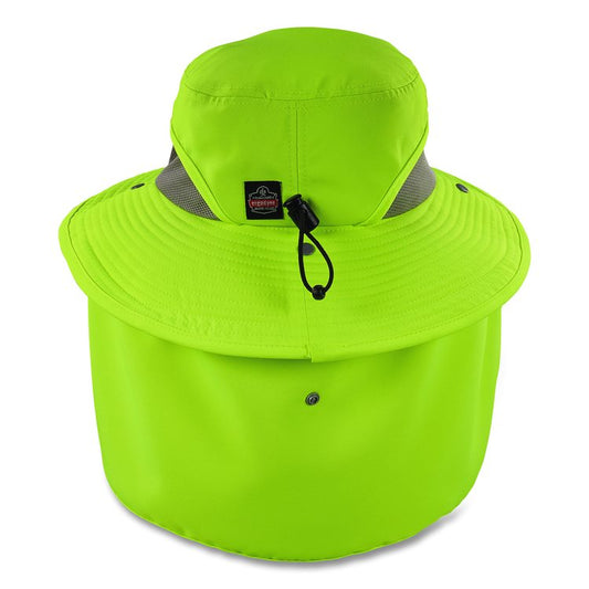 Chill-Its 8934 Ranger Hat with Neck Shade, Microfiber/Polyester, Small/Medium, Lime