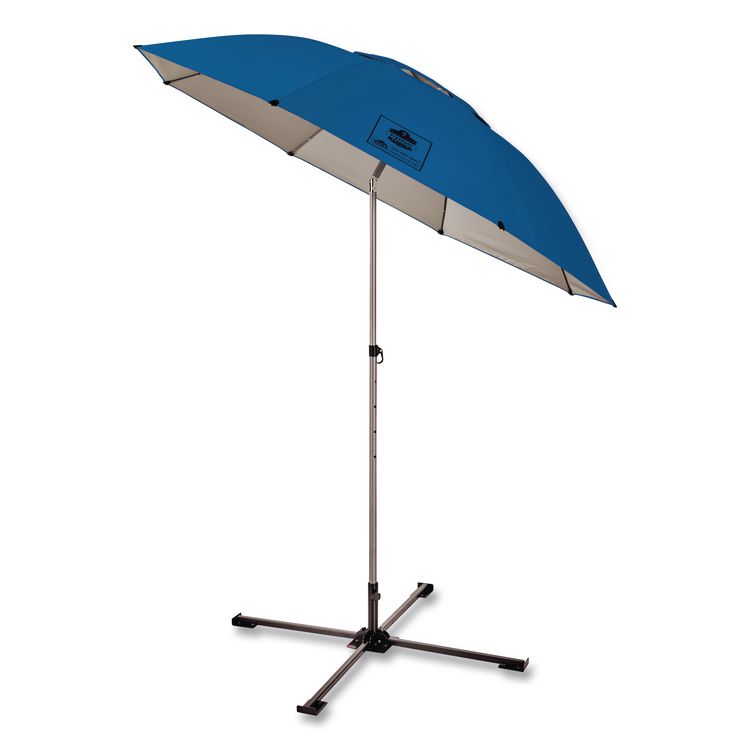 SHAX 6199 Lightweight Work Umbrella and Stand Kit, 90" Span, 92" Long, Blue Canopy