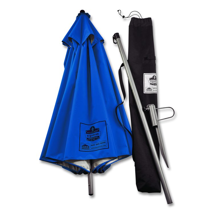 Shax 6100 Lightweight Work Umbrella, 90" Span, 92" Long, Blue Canopy