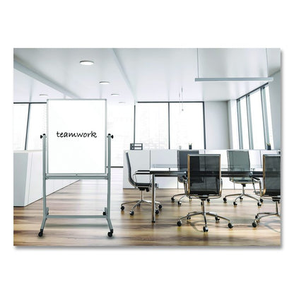 Mobile Magnetic Whiteboard, 24" x 36", White Surface, Satin Aluminum Frame