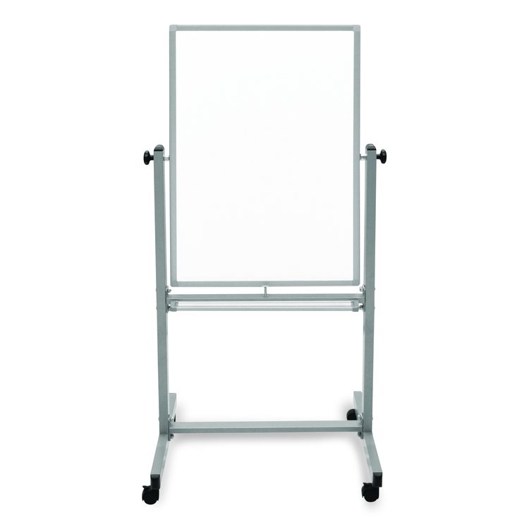 Mobile Magnetic Whiteboard, 24" x 36", White Surface, Satin Aluminum Frame