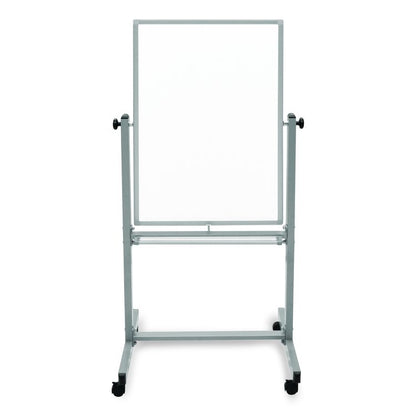 Mobile Magnetic Whiteboard, 24" x 36", White Surface, Satin Aluminum Frame