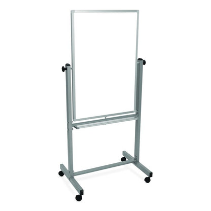 Mobile Magnetic Whiteboard, 24" x 36", White Surface, Satin Aluminum Frame