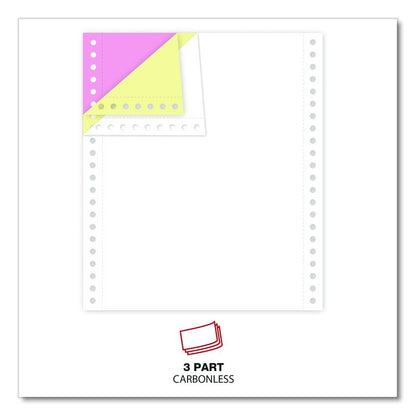Printout Paper, 3-Part, 15 lb Bond Weight, 9.5 x 11, White/Canary/Pink, 1,200/Carton