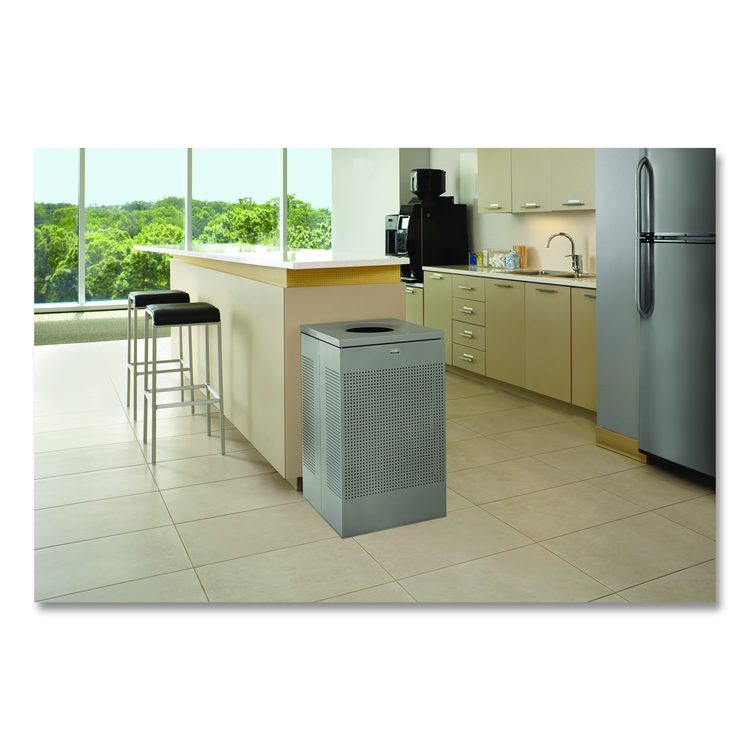 Designer Line Silhouettes Waste Receptacle, 20 gal, Steel, Silver Metallic