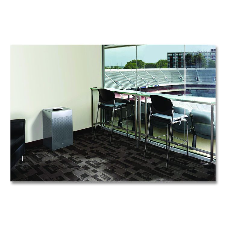 Designer Line Silhouettes Waste Receptacle, 20 gal, Steel, Silver Metallic