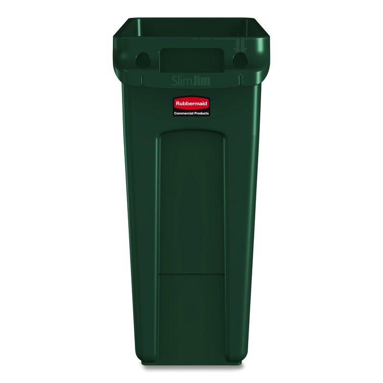 Slim Jim Plastic Recycling Container with Venting Channels, 23 gal, Plastic,  Green