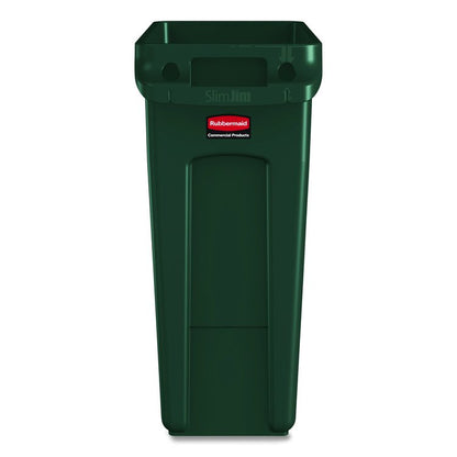Slim Jim Plastic Recycling Container with Venting Channels, 23 gal, Plastic,  Green