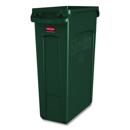 Slim Jim Plastic Recycling Container with Venting Channels, 23 gal, Plastic,  Green