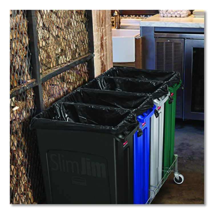 Slim Jim Plastic Recycling Container with Venting Channels, 23 gal, Plastic,  Green