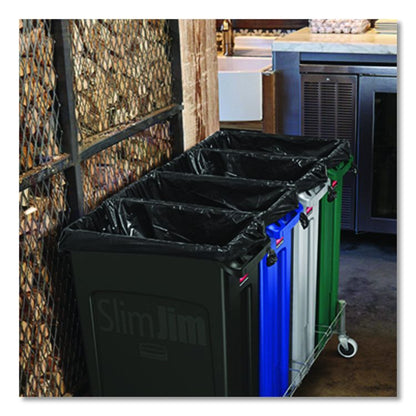Slim Jim Plastic Recycling Container with Venting Channels, 23 gal, Plastic,  Green