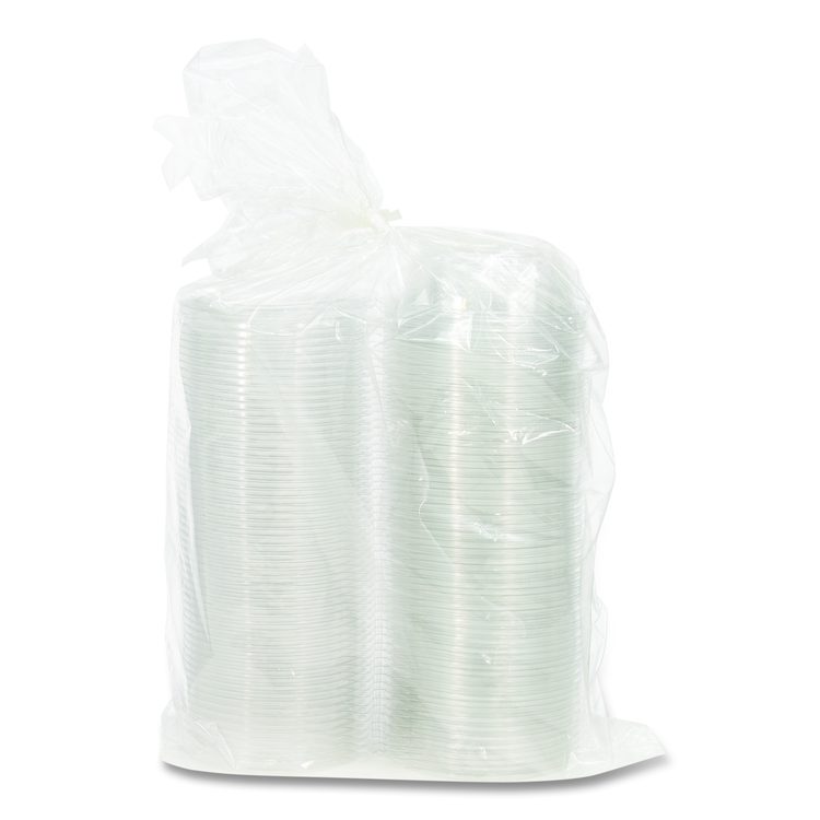 SafeSeal Tamper-Resistant, Tamper-Evident Bowls with Flat Lid, 8 oz, 5.5" Diameter x 1.7" h, Clear, Plastic, 240/Carton