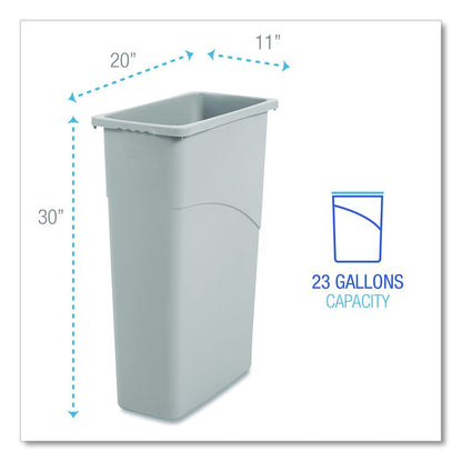 Slim Waste Container, 23 gal, Plastic, Gray