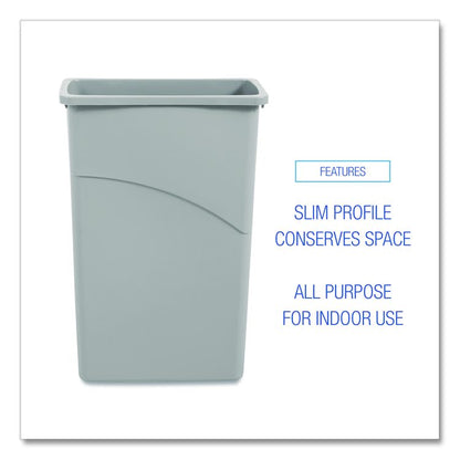 Slim Waste Container, 23 gal, Plastic, Gray
