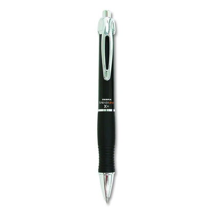 Sarasa Dry X10 Gel Pen, Retractable, Medium 0.7 mm, Black Ink, Black/Silver Barrel, 12/Pack