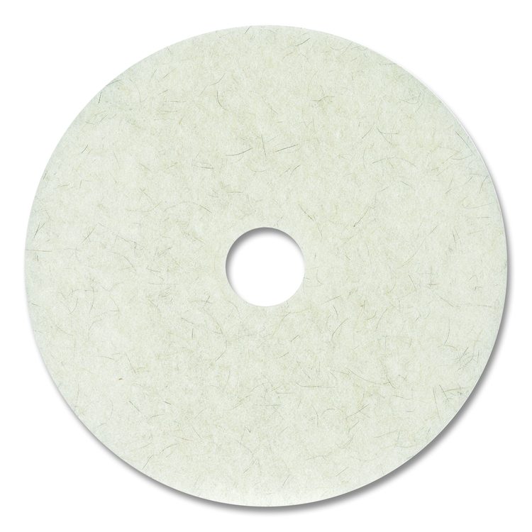 Natural Burnishing Floor Pads, 24" Diameter, White, 5/Carton
