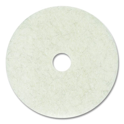 Natural Burnishing Floor Pads, 24" Diameter, White, 5/Carton
