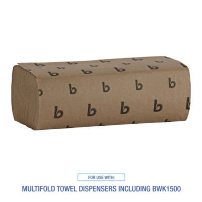 Boardwalk Brown Multifold Paper Towels - White, 1-Ply, 9 x 9.45, Natural, 250/Pack, 16 Packs/Carton, 70 Cartons/Pallet
