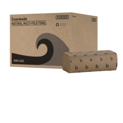 Boardwalk Brown Multifold Paper Towels - White, 1-Ply, 9 x 9.45, Natural, 250/Pack, 16 Packs/Carton, 70 Cartons/Pallet