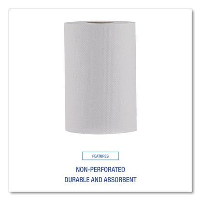 Hardwound Paper Towels, Nonperforated, 1-Ply, 8" x 350 ft, White, 12 Rolls/Carton
