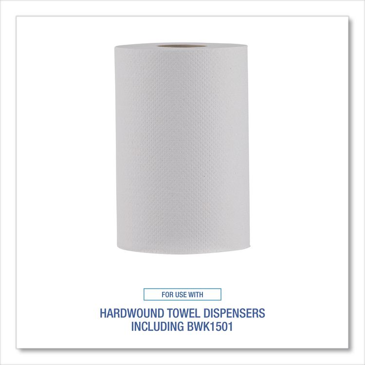 Hardwound Paper Towels, Nonperforated, 1-Ply, 8" x 350 ft, White, 12 Rolls/Carton