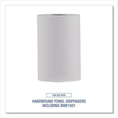 Hardwound Paper Towels, Nonperforated, 1-Ply, 8" x 350 ft, White, 12 Rolls/Carton
