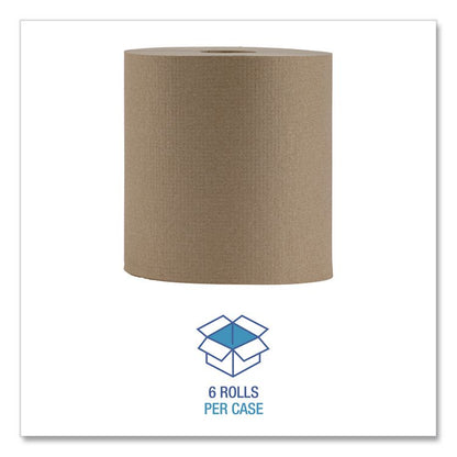 Hardwound Paper Towels, Nonperforated, 1-Ply, 8" x 800 ft, Natural, 6 Rolls/Carton