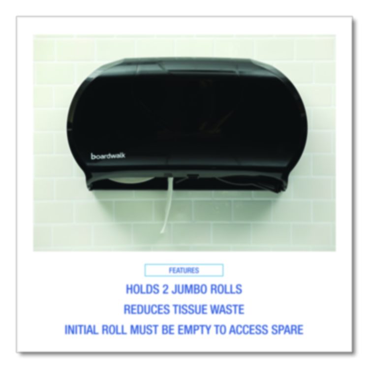 Jumbo Twin Toilet Tissue Dispenser, 20.25 x 6 x 12.25, Black
