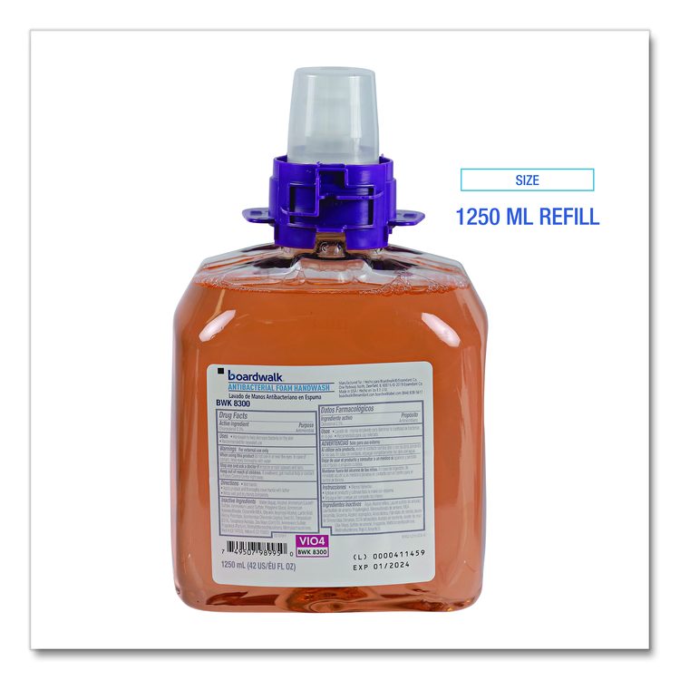 Foam Antibacterial Handwash, Fresh Fruit Scent, 1,250 mL Refill, 4/Carton