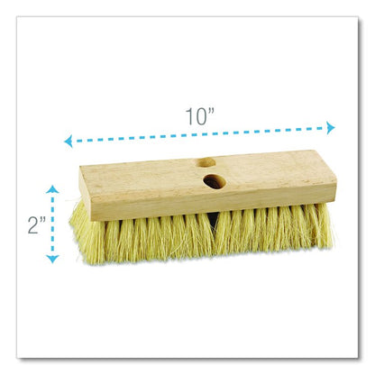Deck Brush Head, 2" White Tampico Fiber Bristles, 10" Brush