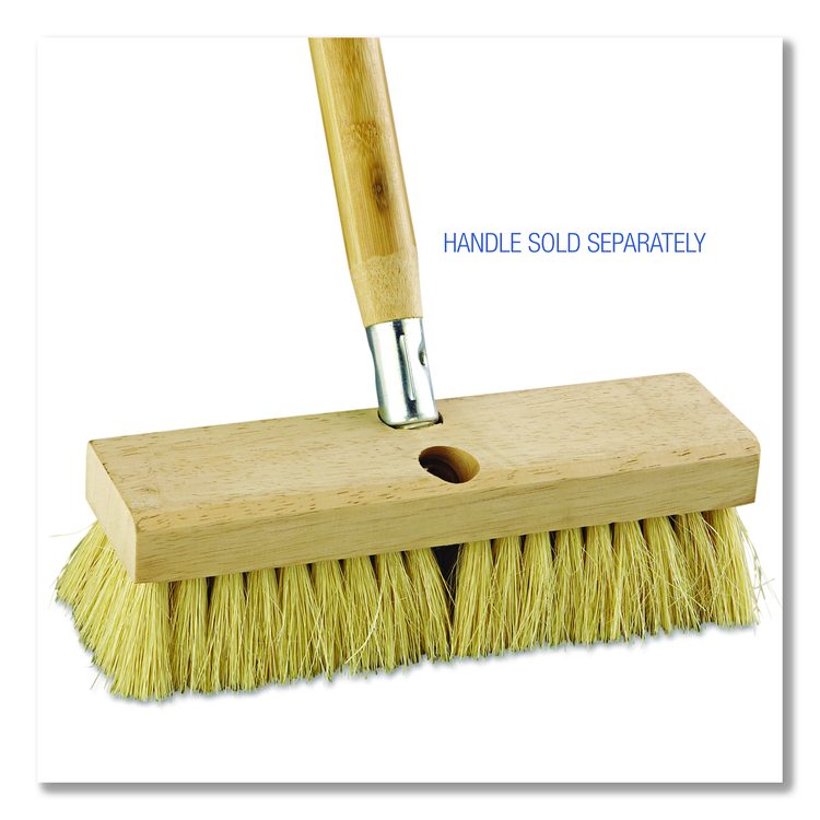 Deck Brush Head, 2" White Tampico Fiber Bristles, 10" Brush