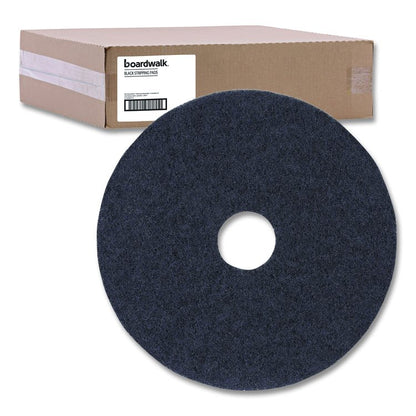 Stripping Floor Pads, 12" Diameter, Black, 5/Carton