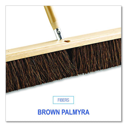 Floor Brush Head, 3.25" Brown Palmyra Fiber Bristles, 36" Brush