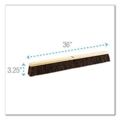 Floor Brush Head, 3.25" Brown Palmyra Fiber Bristles, 36" Brush