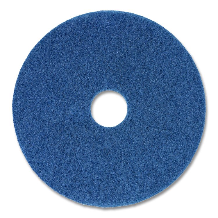 Scrubbing Floor Pads, 14" Diameter, Blue, 5/Carton