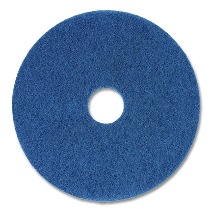 Scrubbing Floor Pads, 14" Diameter, Blue, 5/Carton