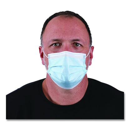 Three-Ply General Use Face Mask, Polypropylene, One Size Fits Most, Blue, 50/Box
