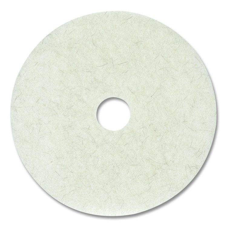 Natural Burnishing Floor Pads, 17" Diameter, White, 5/Carton