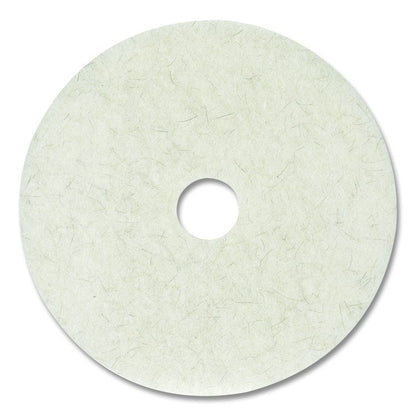 Natural Burnishing Floor Pads, 17" Diameter, White, 5/Carton
