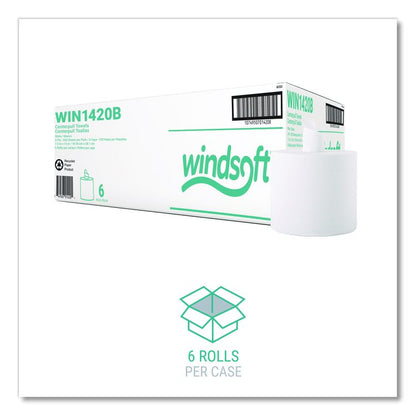Center-Flow Perforated Paper Towel Roll, 7.3 x 15, White, 6 Rolls/Carton