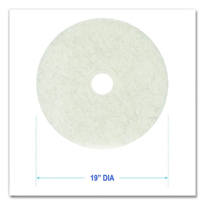 Natural Burnishing Floor Pads, 19" Diameter, White, 5/Carton