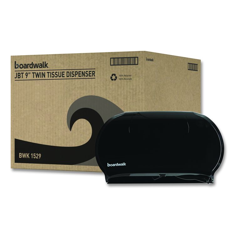 Jumbo Twin Toilet Tissue Dispenser, 20.25 x 6 x 12.25, Black