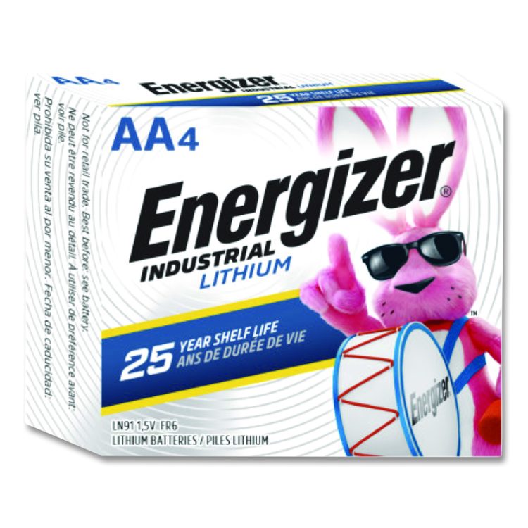 Industrial Lithium AA Battery, 1.5 V, 4/Pack