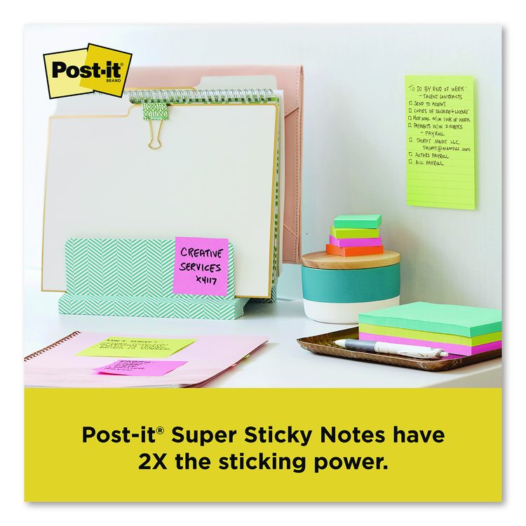 Office Essentials Kit, 7 Pads Assorted Super Sticky Notes, 1 Pack Flags, Roll Magic Tape, Roll Super-Hold Tape, 1 Scissors