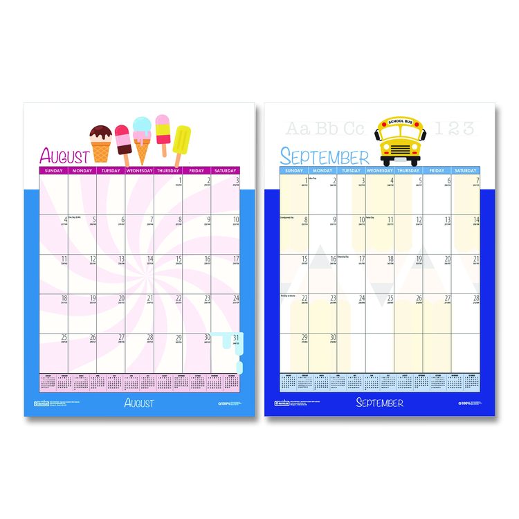 Academic Year Recycled Seasonal Wall Calendar, Illustrated Seasons Artwork, 12 x 16.5, 12-Month (July to June): 2025 to 2026
