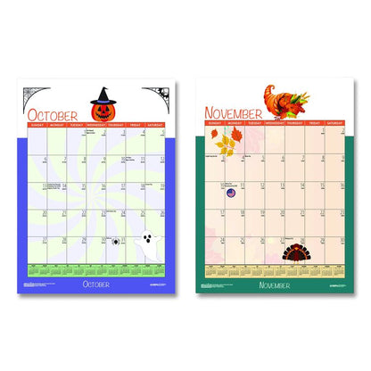 Academic Year Recycled Seasonal Wall Calendar, Illustrated Seasons Artwork, 12 x 16.5, 12-Month (July to June): 2025 to 2026