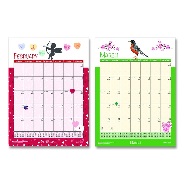 Academic Year Recycled Seasonal Wall Calendar, Illustrated Seasons Artwork, 12 x 16.5, 12-Month (July to June): 2025 to 2026