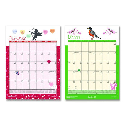 Academic Year Recycled Seasonal Wall Calendar, Illustrated Seasons Artwork, 12 x 16.5, 12-Month (July to June): 2025 to 2026