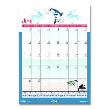 Academic Year Recycled Seasonal Wall Calendar, Illustrated Seasons Artwork, 12 x 16.5, 12-Month (July to June): 2025 to 2026