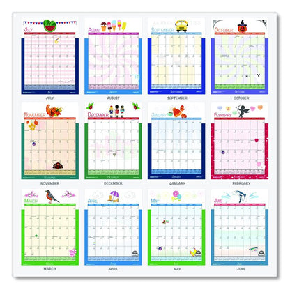 Academic Year Recycled Seasonal Wall Calendar, Illustrated Seasons Artwork, 12 x 16.5, 12-Month (July to June): 2025 to 2026